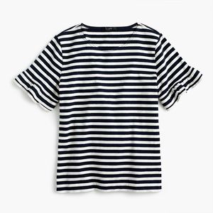 J. Crew Ruffle-sleeve T-shirt in stripe